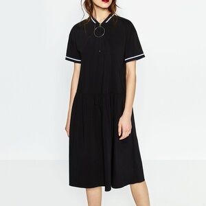 Zara Drop Waist Midi Dress with Hoop Zipper